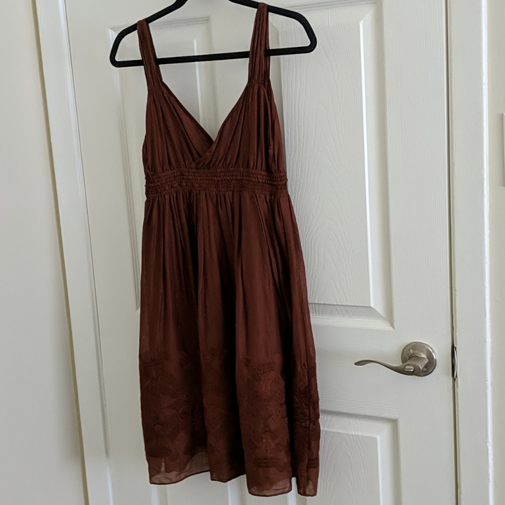 Beautiful embroidered brown summer dress